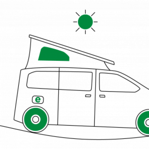 Grafik zur E-Mobilität mit verschiedenen Fahrzeugen