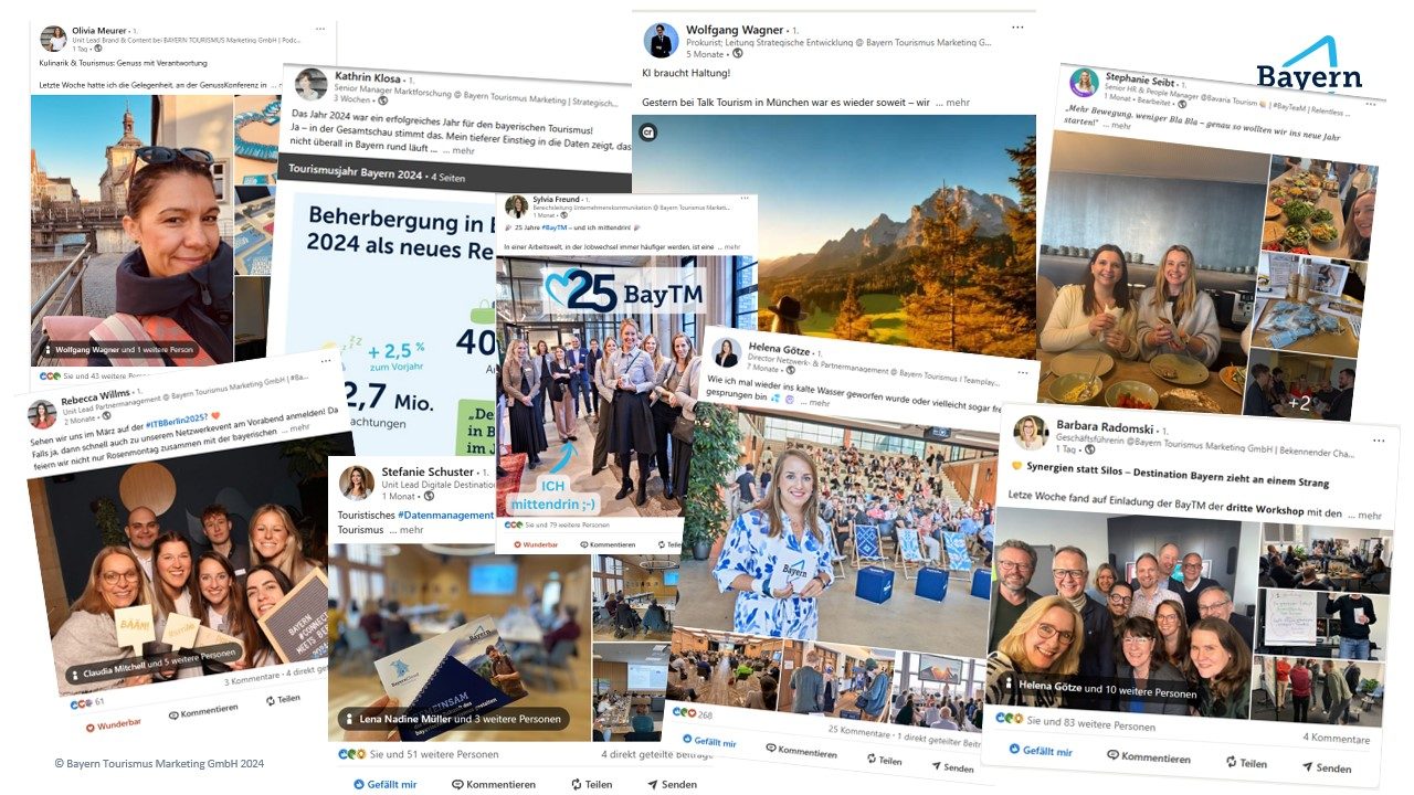 Bayfluencer Beiträge auf LinkedIn Screenshots der Corporate Influencer Postings auf LinkedIn