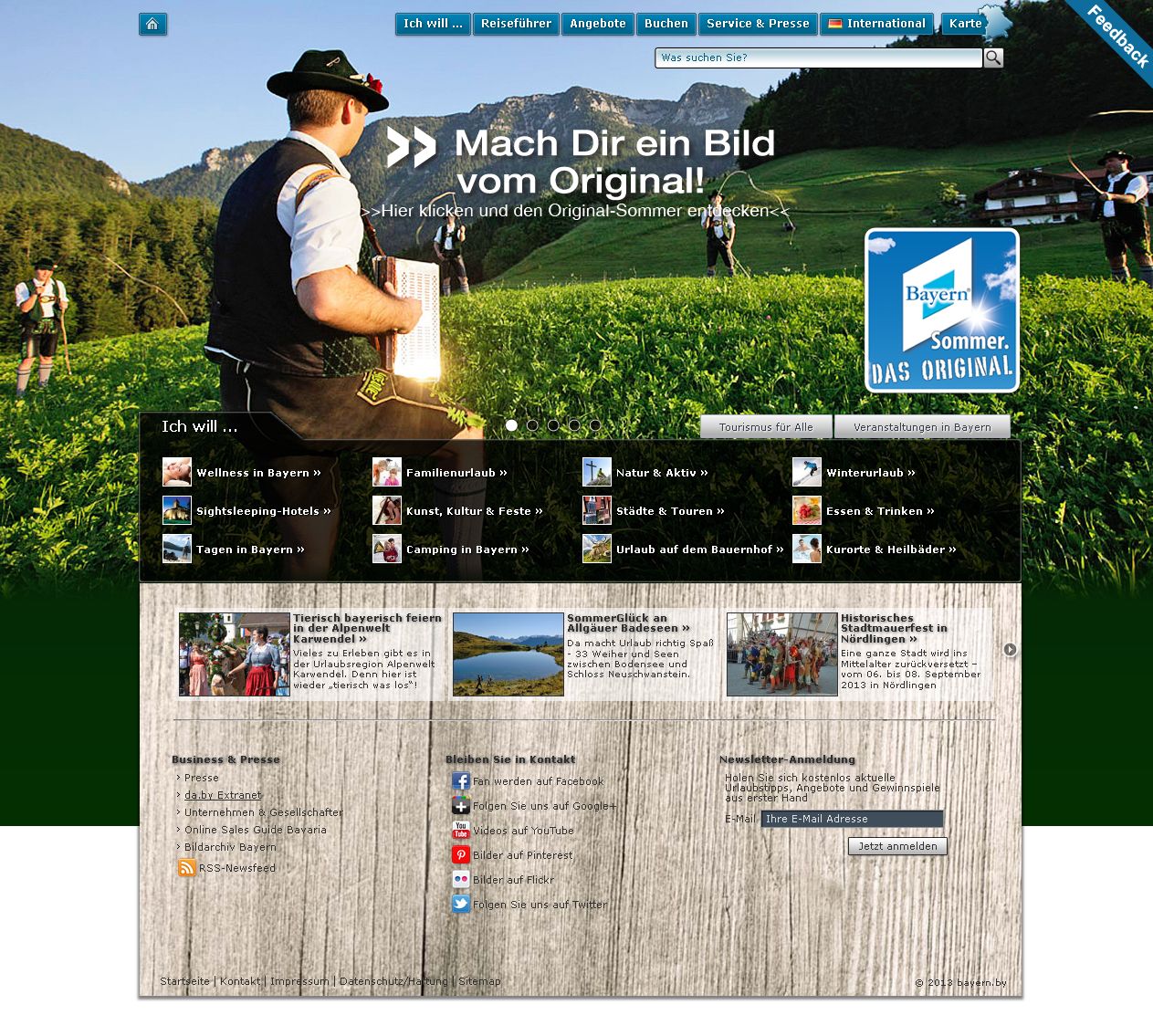 10_Web_Bayern.Sommer.DasOriginal_2013_Screen(c)BayTM Screenshot der Webseite im Rahmen der Kampagne „Bayern. Sommer. Das Original.“