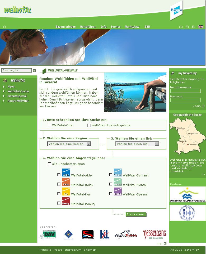 3_Erster_Internet_Auftritt_2003_WellVital_(c)BayTM Screenshot unseres ersten Internet-Auftritts mit Inhalten zur damaligen Produktmarke "WellVital"