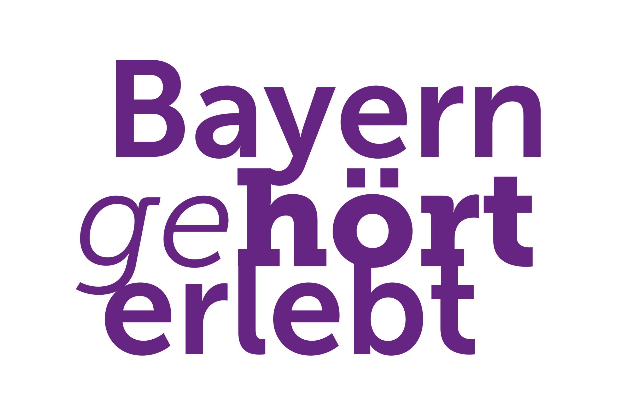Logo mit dem Schriftzug Bayern geh&ouml;rt erlebt in lila auf wei&szlig;em Hintergrund