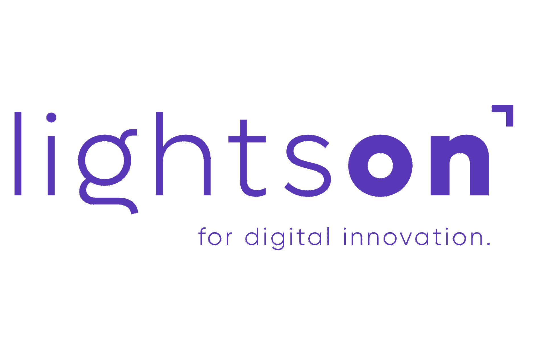 Logo LightsOn GmbH in lila vor wei&szlig;em Hintergrund.